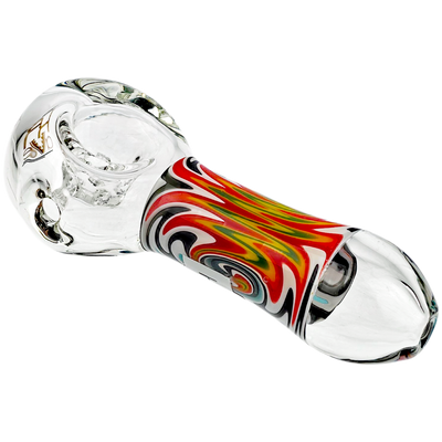 4" Wigwag Body w/ Clear Body & Glass Screen Bowl Hand Pipe