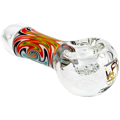 4" Wigwag Body w/ Clear Body & Glass Screen Bowl Hand Pipe