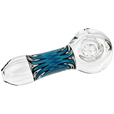 4" Wigwag Body w/ Clear Body & Glass Screen Bowl Hand Pipe