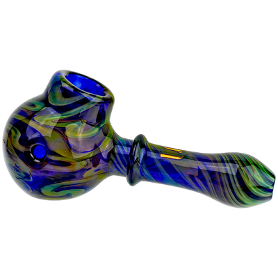 4.5" Stratus Fume Squiggle Over Cobalt Big Bowl Screen Hand Pipe - photo 3