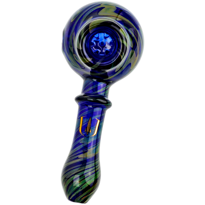 4.5" Stratus Fume Squiggle Over Cobalt Big Bowl Screen Hand Pipe - photo 4