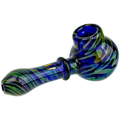 4.5" Stratus Fume Squiggle Over Cobalt Big Bowl Screen Hand Pipe - photo 5