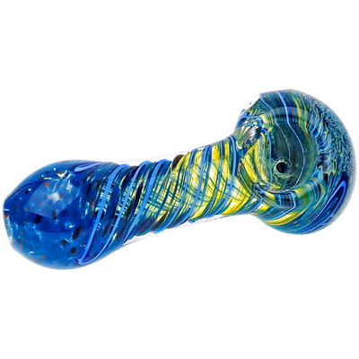 4" Fume Color Swirl Glass Hand Pipe - scale reference
