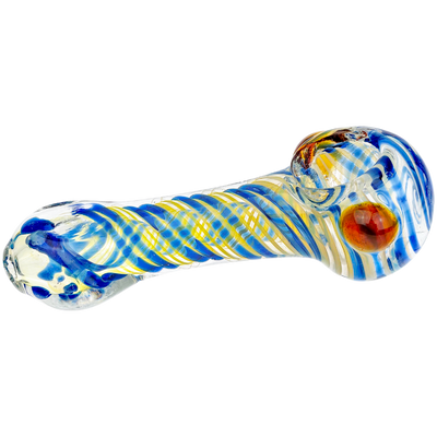 4.5" Fume Single Color Swirl w/ Color Accent Hand Pipe - detail view