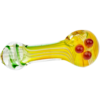 4.5" Fume Multi Color Swirl w/ 3 Dots Hand Pipe - close-up view