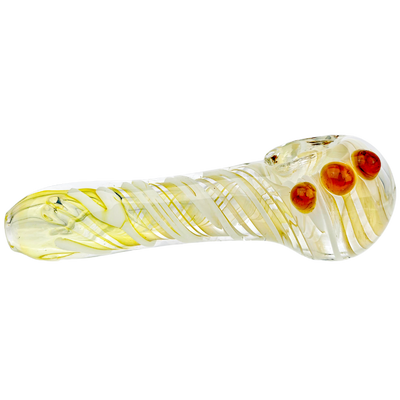 4.5" Fume w/ Single Color Line Swirl Three Dot Hand Pipe - close-up view