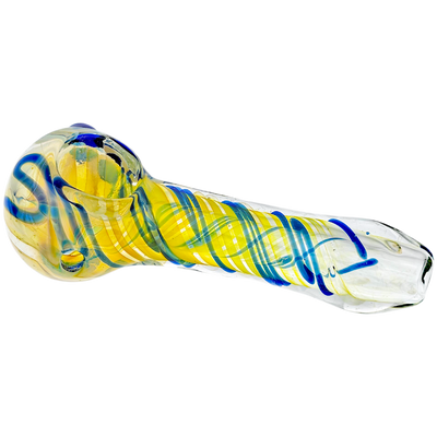 4.5" Fume w/ Single Color Line Swirl Three Dot Hand Pipe - detail view