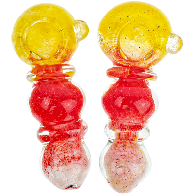 4" Yellow, Red, & White Frit Maria Orb Body Hand Pipe - view 7