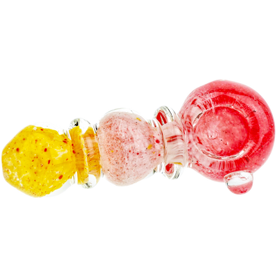 4" Yellow, Red, & White Frit Maria Orb Body Hand Pipe - additional view