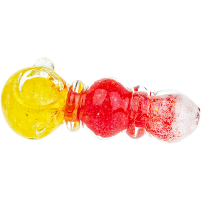 4" Yellow, Red, & White Frit Maria Orb Body Hand Pipe - view 6