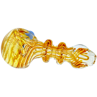 5" Thick Clear Fume w/ Multi Color Line Maria Body Hand Pipe - alternate angle