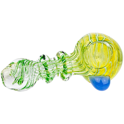 5" Thick Clear Fume w/ Multi Color Line Maria Body Hand Pipe - detail view