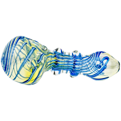 5" Thick Clear Fume w/ Multi Color Line Maria Body Hand Pipe - close-up view