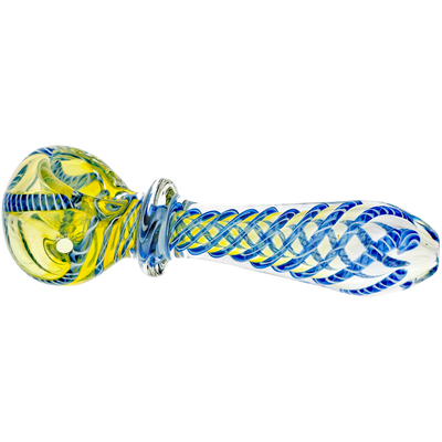 5" Fume w/ Color Twist Cane & Maria Neck Hand Pipe - close-up view
