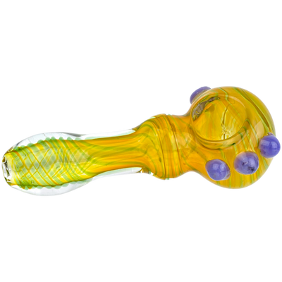 4.5" Green Fume w/ Color Accent & Dots Hand Pipe - detail view