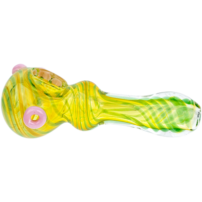 4.5" Green Fume w/ Color Accent & Dots Hand Pipe - close-up view