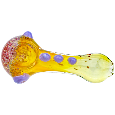 4.5" Frit Head Fume Color Dot Body Hand Pipe - close-up view