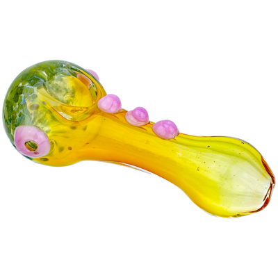 4.5" Frit Head Fume Color Dot Body Hand Pipe - alternate angle