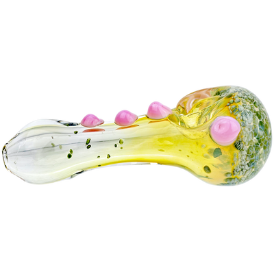 4.5" Frit Head Fume Color Dot Body Hand Pipe - detail view