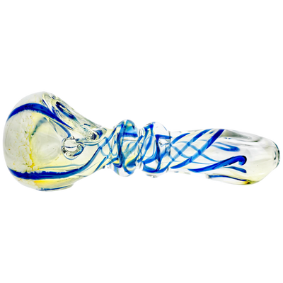4.5" Frit Head Clear Body w/ Line Twist Flat Mouth Hand Pipe - additional view