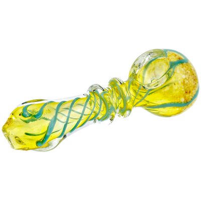 4.5" Frit Head Clear Body w/ Line Twist Flat Mouth Hand Pipe - alternate angle
