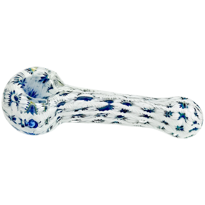 5" Cobalt w/ White Accent Bubble Trap Hand Pipe - detail view