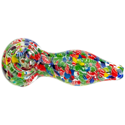 5" Rainbow Confetti Cone Frit Hand Pipe - detail view