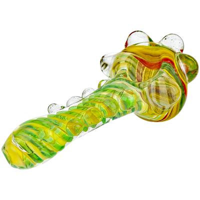 5" Fume Color Line Body w/ Dots & Swirl Rasta Head Hand Pipe - alternate angle
