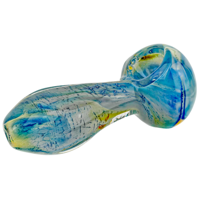 5" Thick Blue & Fume Flat Body Hand Pipe - alternate angle