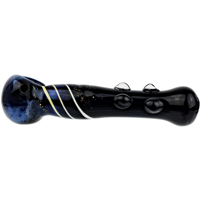 6" Black w/ Cobalt Fume & Dichro Accent Hand Pipe - detail view