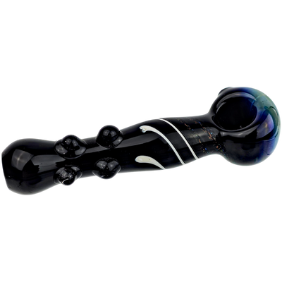 6" Black w/ Cobalt Fume & Dichro Accent Hand Pipe - alternate angle