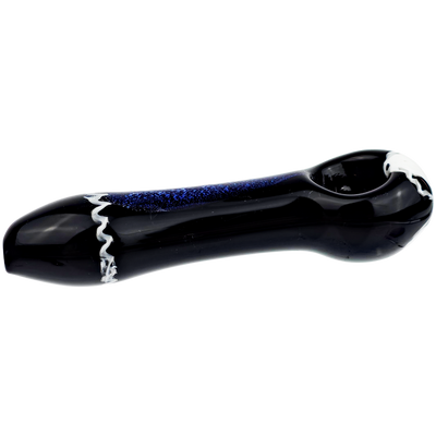 5" Black w/ Dichro & White Dots Accent Hand Pipe - detail view