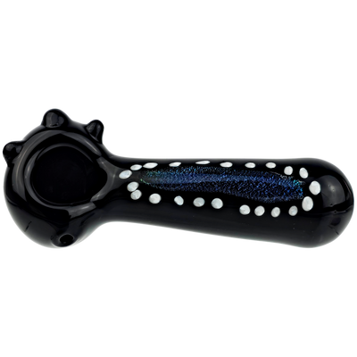 5" Black w/ Dichro & White Dots Accent Hand Pipe - close-up view