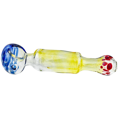 7" Color Dot Mouth w/ Spiral Line Head Fume Hand Pipe - alternate angle