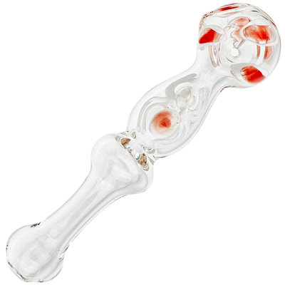 8" Clear Long Hand Pipe w/ Color Accent & Spider - alternate angle