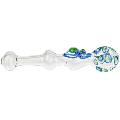 8" Clear Long Hand Pipe w/ Color Accent & Spider - detail view