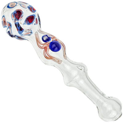 8" Clear Long Hand Pipe w/ Color Accent & Spider - close-up view