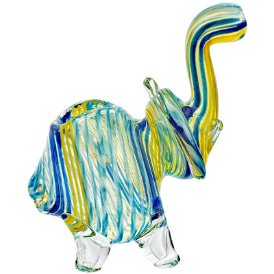 4" Multi Color Swirl Sculpted Elephant Hand Pipe - alternate angle