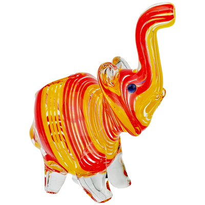4" Multi Color Swirl Sculpted Elephant Hand Pipe - close-up view