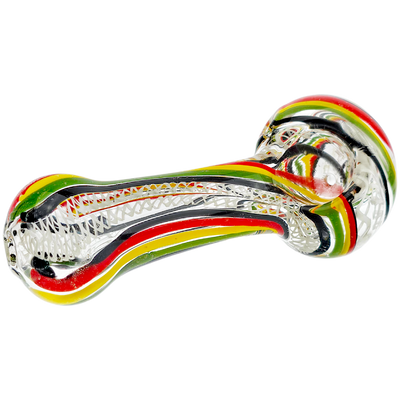 4.5" Super Thick Rasta Line w/ Twisted Cane Hand Pipe - detail view