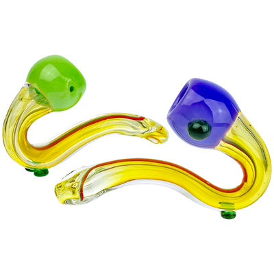 5" Thick Fume & Line Swirl Color Bowl Sherlock Hand Pipe