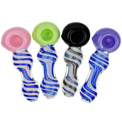 5" Thick Full Color Head Two-Tone Twisted Cane Body Hand Pipe