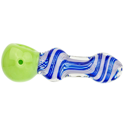 5" Thick Full Color Head Two-Tone Twisted Cane Body Hand Pipe