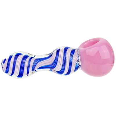 5" Thick Full Color Head Two-Tone Twisted Cane Body Hand Pipe