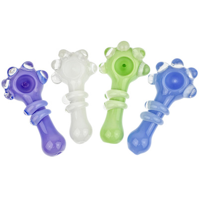 5" Solid Color Hand Pipe with Clear 4-Dot Accent