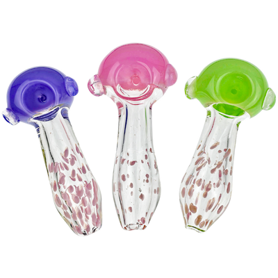 4.5" Opaque Head Clear Body Frit Dot Hand Pipe