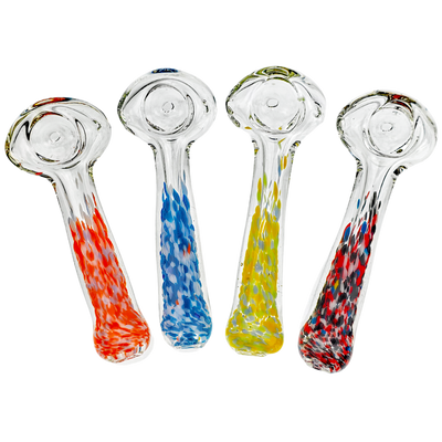 4.5" Clear w/ Multicolor Frit Mouth Hand Pipe