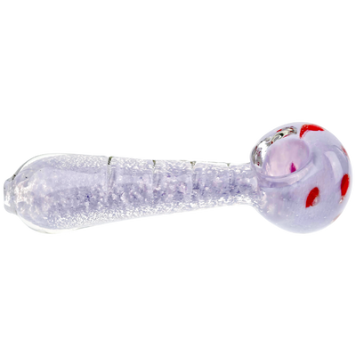 4" Opaque Frit Polka Dot Clear Line Hand Pipe