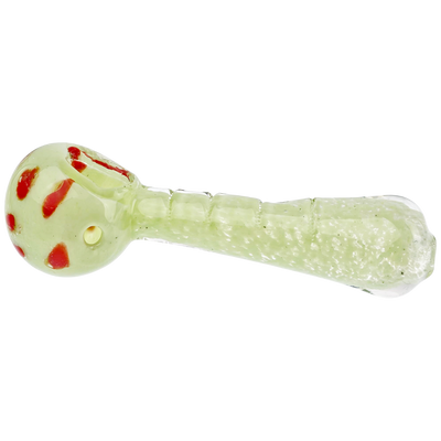 4" Opaque Frit Polka Dot Clear Line Hand Pipe