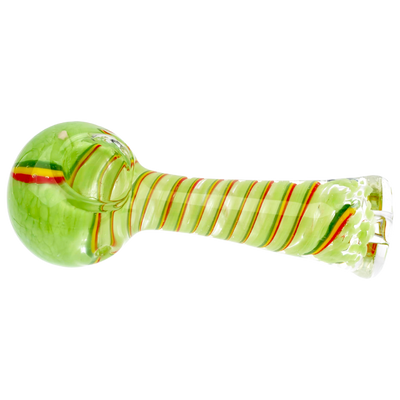 4" Flat Mouth Frit w/ Rasta Swirl Hand Pipe